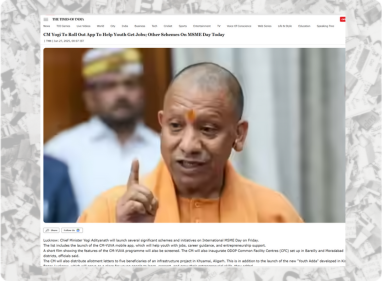 CM Yogi to roll out app to help youth get jobs, other schemes on MSME day today