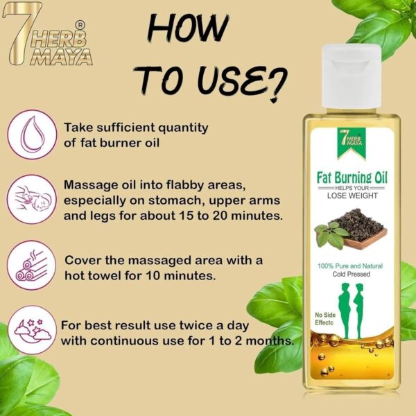 Herbmaya Fat Burning Oil, Slimming oil, Fat Burner, Anti Cellulite & Skin Toning Slim Oil (Pack of 2) - Image 3