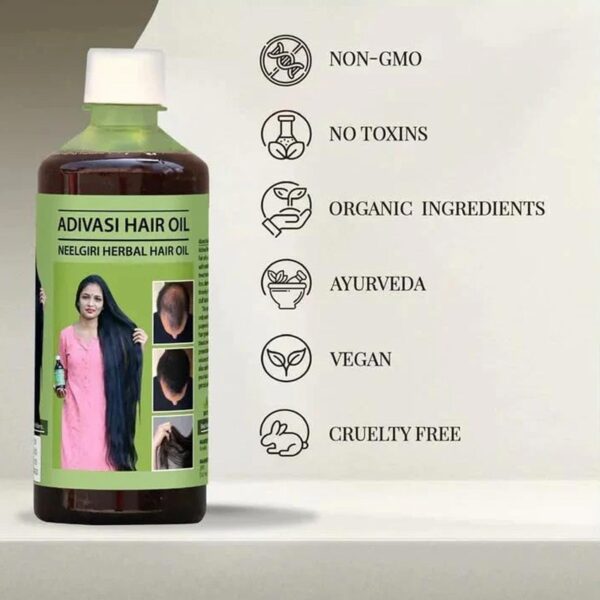 Original Adivasi Neelgiri Herbal Hair Oil – 125ml | Adivasi Ayurvedic Hair Straightening & Hair Glow Oil - Image 3