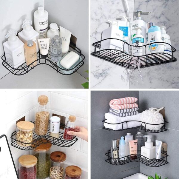 Metal Bathroom Corner Rack Storage Shelves - Image 3