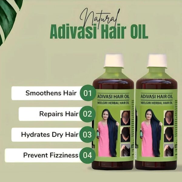 Original Adivasi Neelgiri Herbal Hair Oil – 125ml | Adivasi Ayurvedic Hair Straightening & Hair Glow Oil - Image 4