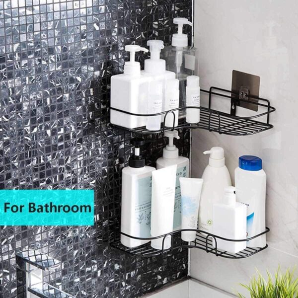 Metal Bathroom Corner Rack Storage Shelves - Image 4