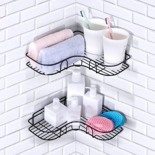 Metal Bathroom Corner Rack Storage Shelves - Image 2