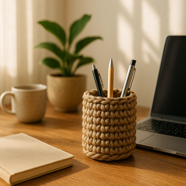 Handcrafted Sabai Grass Pen Holder – Rustic Desk Organizer for Pens, Pencils, and Stationery - Image 2