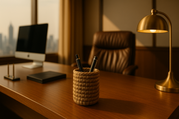 Handcrafted Sabai Grass Pen Holder – Rustic Desk Organizer for Pens, Pencils, and Stationery - Image 3