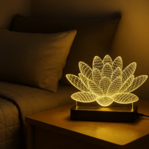 3D Optical Illusion LED Lotus Flower Night Light – Multicolor Modern Table Lamp for Home, Bedroom & Gift Décor